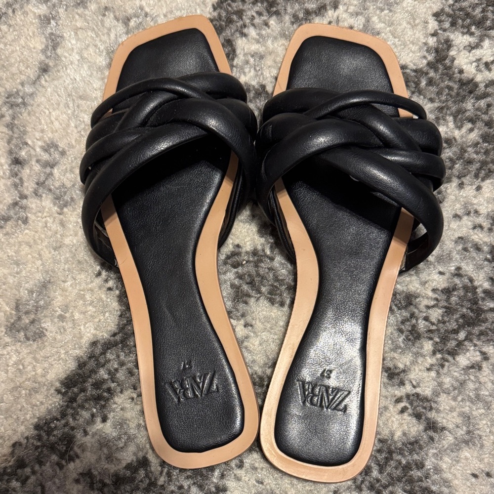 Zara Women's Black Slide Sandals